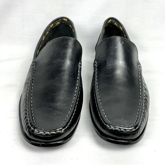 Donald Pliner Reuben Black Loafer Leather Slip-On Sz 11 New Moc Toe Shoes main image 6